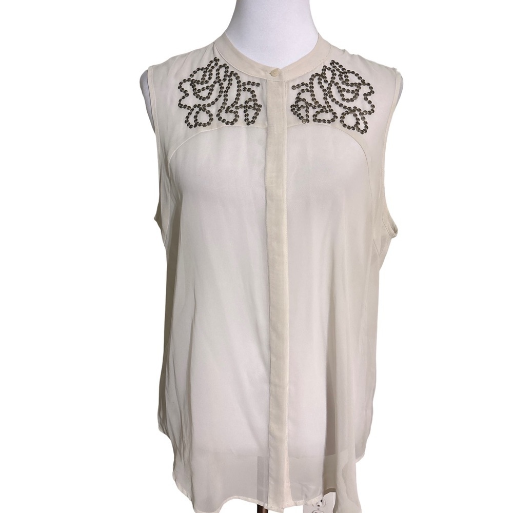 Worthington Cream Sleeveless Sheer Blouse